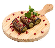 Рулетики из баклажанов с орехами