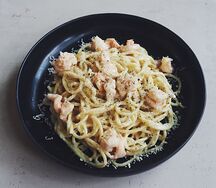 Паста с креветками блю чиз