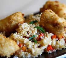 Чесночный рис с курицей