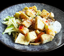 Жареный лагман с курочкой и хрустящими баклажанами