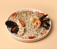 Ризотто из семечек подсолнуха с морепродуктами