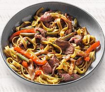 Паста с говядиной и овощами