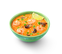 Суп Том ям с креветками с рисом