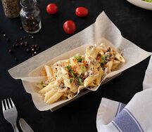 Пенне Ригате с грибами и сыром пармезан в сливочном соусе