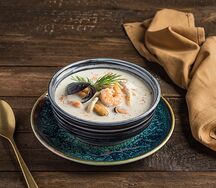 Суп сливочный с морепродуктами