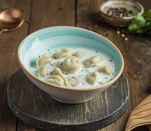 Суп сливочный с пельменями