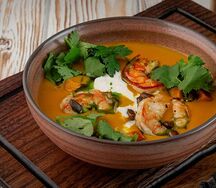 Тыквенный с креветками и страчателлой