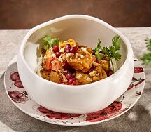 Хрустящие баклажаны с гранатом и орехами