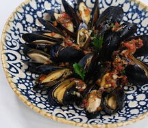 Мидии в соево-овощном дрессинге