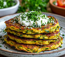 Оладьи из кабачка с сыром страчателла