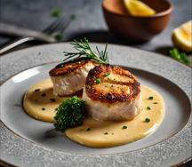 Медальоны из куриного филе с муссом из пармезана со сливочно-томатным соусом