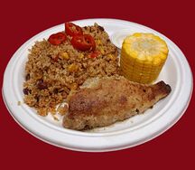 Жареный морской окунь с рисом