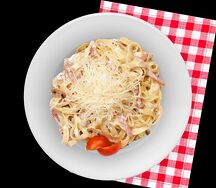 Паста с грибами и беконом