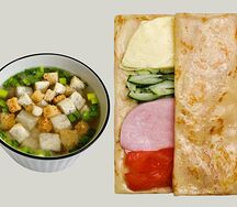 Комбо-обед №1 Куриный Бульон и блин Белый Русский