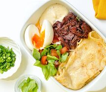 Комбо-завтрак с томлеными говяжьими щечками