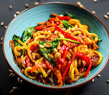 Паста а-ля удон с креветками