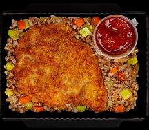Шницель куриный с гречкой