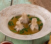 Мини-хинкали Калакури в бульоне Татариахни