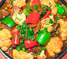 Мясо с цветной капустой на жаровне