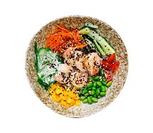 Боул с креветками и манго