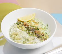 Паста с морепродуктами и шпинатом