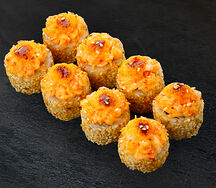 Ролл запеченный в кунжуте с крабом и креветкой