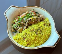 Фрикасе из куры с имбирным рисом 