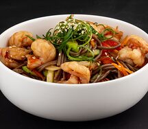 Лапша гречневая с креветками