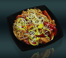 Wok с морепродуктами и соусом
