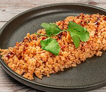 Рис отварной с устричным соусом