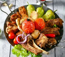 Садж ассорти на мангале