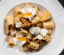 Паста ригатони с лисичками 