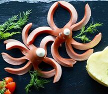 Сосиски Осьминожки С Картофельным Пюре