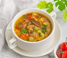 Охотничий суп с куриными желудками