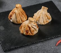 Жареные хинкали с говядиной и свининой