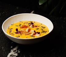 Тыквенный суп с креветками