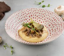 Бефстроганов с пюре из картофеля