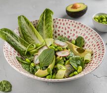 Большой зеленый салат с мятной заправкой