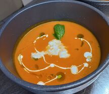 Томатный крем-суп с сыром страчателла