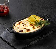 Запеченный гребешок с соусом блю чиз