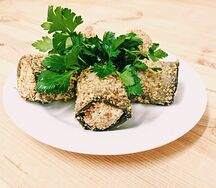 Рулетики из баклажанов с ореховой начинкой