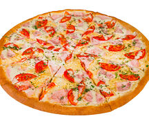 Пицца с ветчиной и помидорами