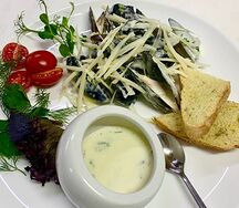 Мидии со сливочным соусом