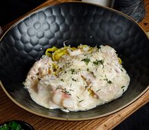 Лапша домашняя с беконом в сливках