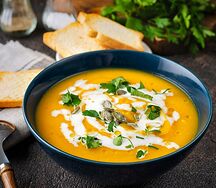 Крем-суп из тыквы с креветками