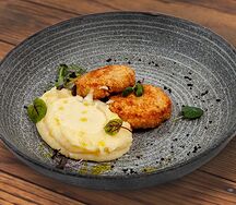 Котлета из щуки с картофельным пюре (картофель, молоко, сливочное масло, соль)
