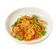 Лапша с креветками карри