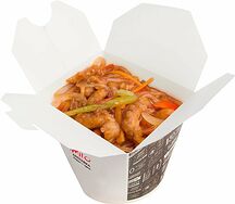 Харусаме с курицей в сливочно-чесночном соусе