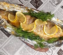 Шашлык из рыбы с овощами