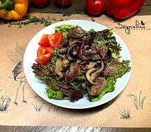 Салат печень птицы с вешенками